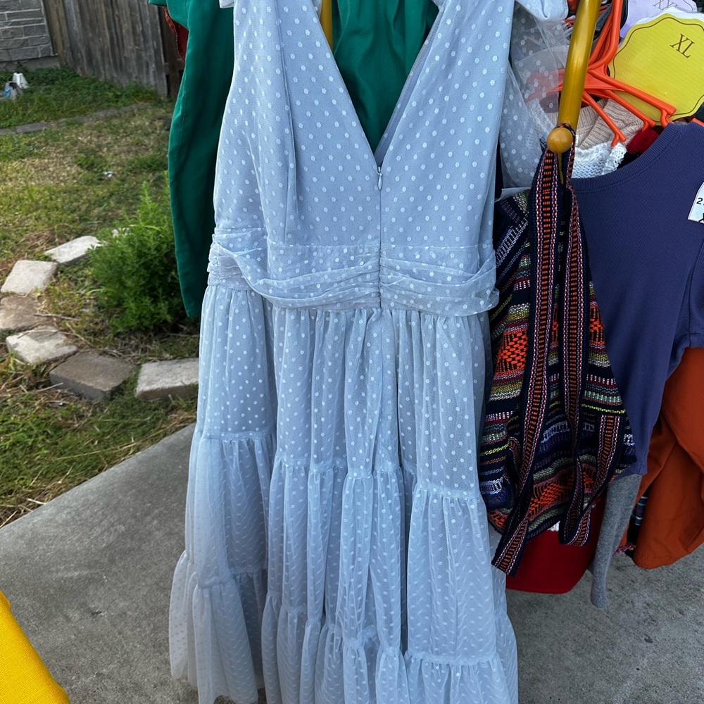 JessaKae Light Blue Polka Dot Maxi Dress - Picture 2 of 3